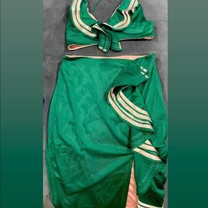 Two Piece Emerald & Gold Dress